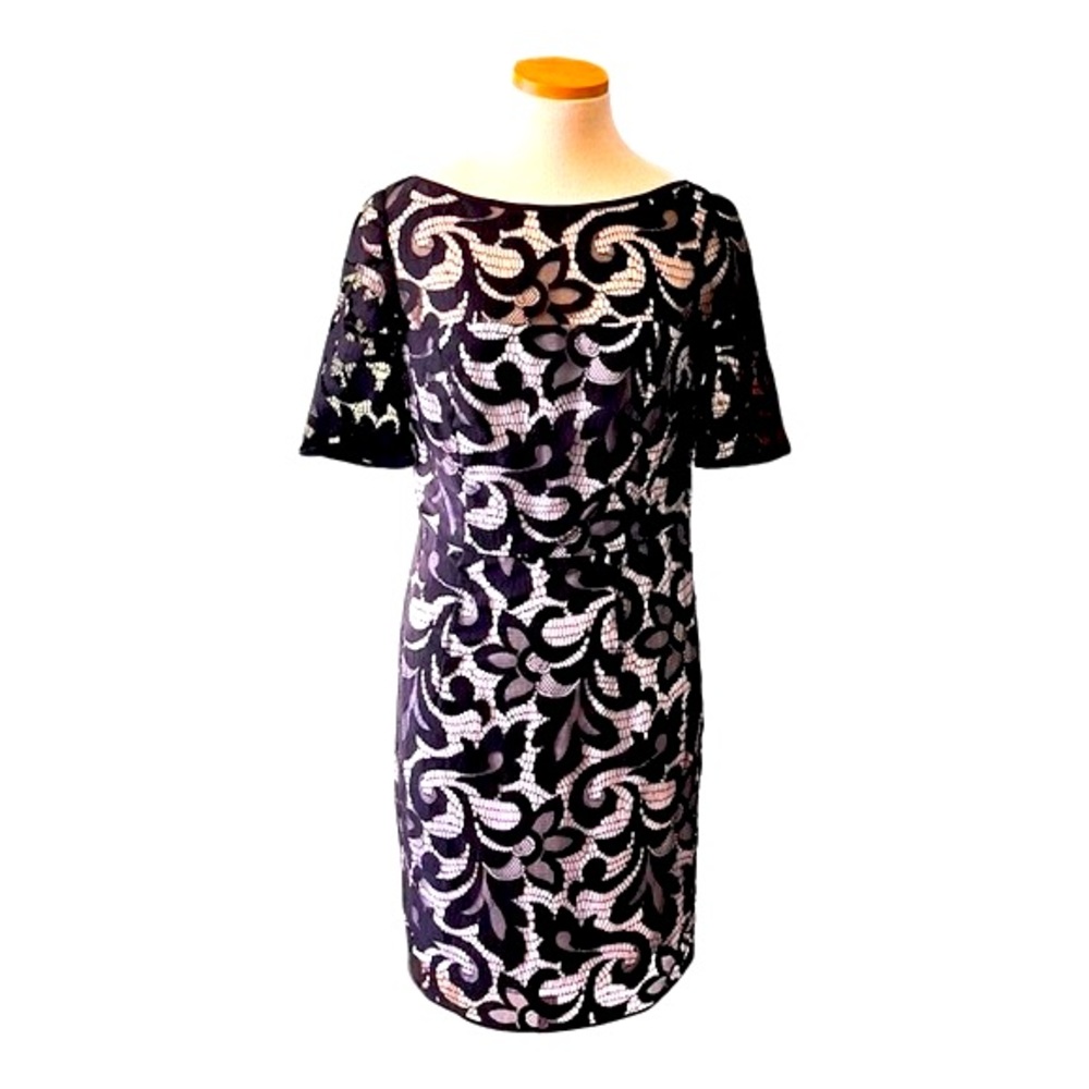 Milly of New York Lace Overlay Mini Dress, Black and White, size 8